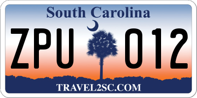SC license plate ZPU012