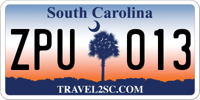 SC license plate ZPU013