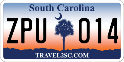 SC license plate ZPU014