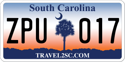 SC license plate ZPU017