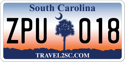 SC license plate ZPU018