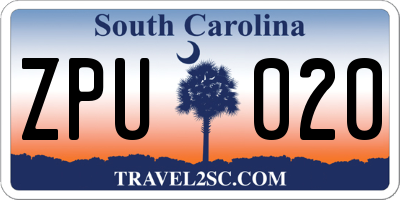 SC license plate ZPU020