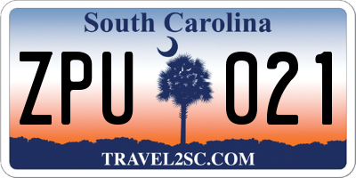 SC license plate ZPU021