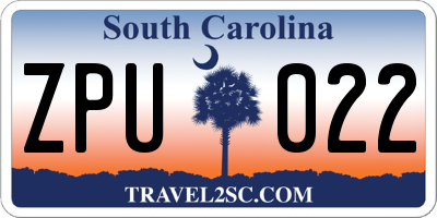 SC license plate ZPU022
