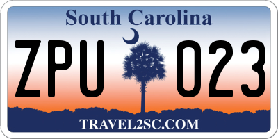 SC license plate ZPU023