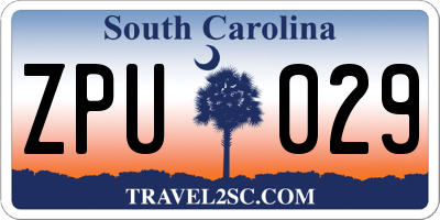 SC license plate ZPU029