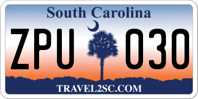 SC license plate ZPU030