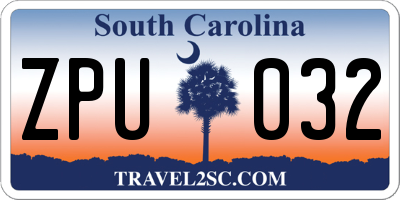 SC license plate ZPU032