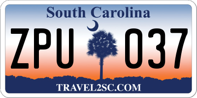 SC license plate ZPU037