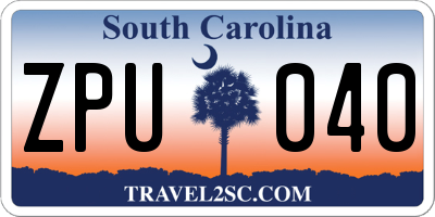 SC license plate ZPU040