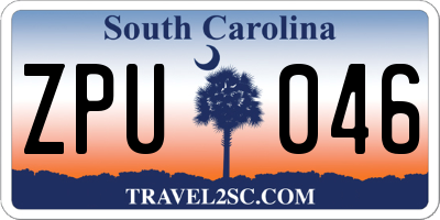 SC license plate ZPU046