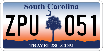 SC license plate ZPU051