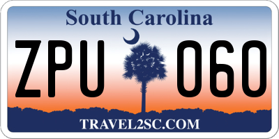 SC license plate ZPU060