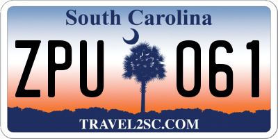 SC license plate ZPU061
