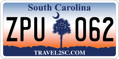 SC license plate ZPU062