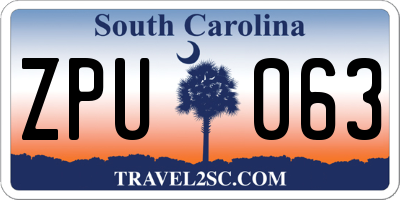 SC license plate ZPU063