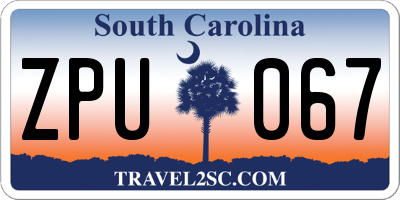 SC license plate ZPU067