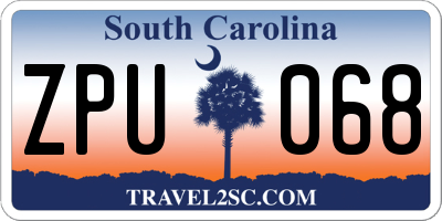 SC license plate ZPU068