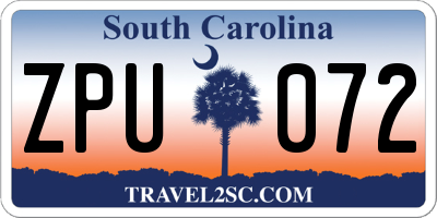 SC license plate ZPU072