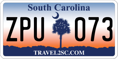 SC license plate ZPU073