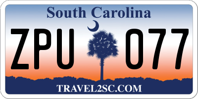 SC license plate ZPU077