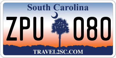 SC license plate ZPU080