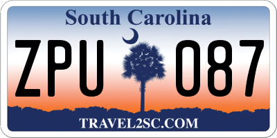 SC license plate ZPU087