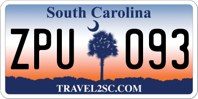 SC license plate ZPU093