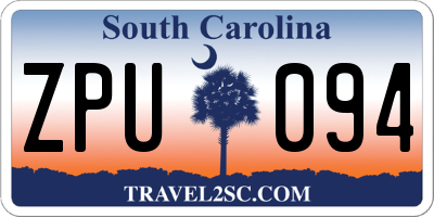 SC license plate ZPU094