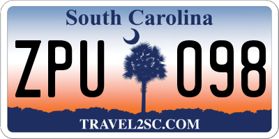 SC license plate ZPU098