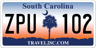 SC license plate ZPU102