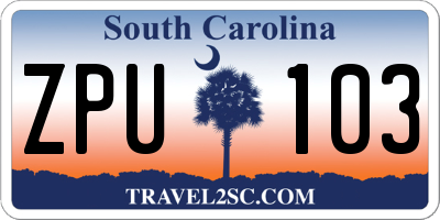 SC license plate ZPU103