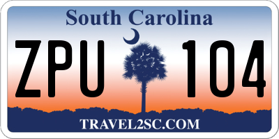 SC license plate ZPU104