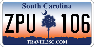 SC license plate ZPU106