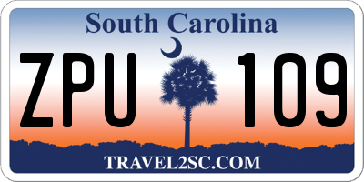 SC license plate ZPU109