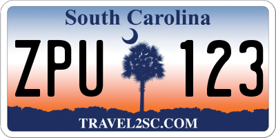 SC license plate ZPU123