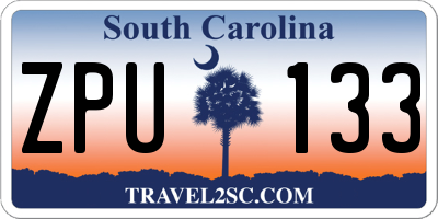 SC license plate ZPU133