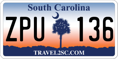 SC license plate ZPU136