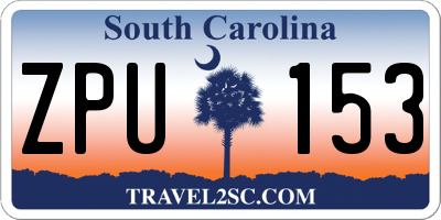 SC license plate ZPU153