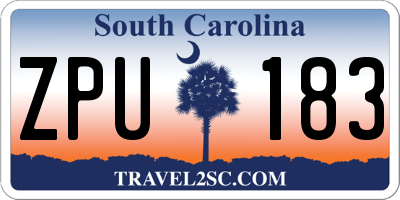 SC license plate ZPU183