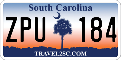 SC license plate ZPU184