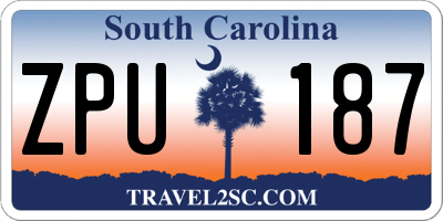 SC license plate ZPU187