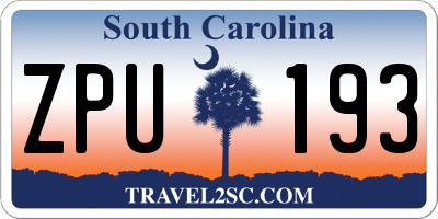 SC license plate ZPU193