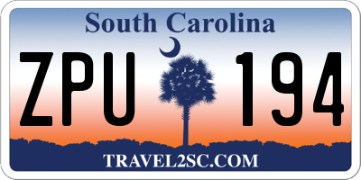 SC license plate ZPU194