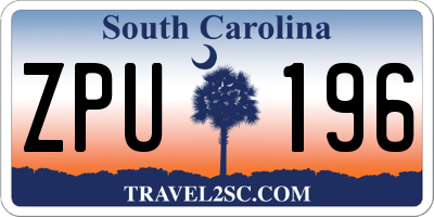 SC license plate ZPU196