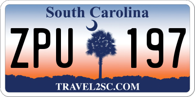SC license plate ZPU197
