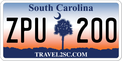 SC license plate ZPU200