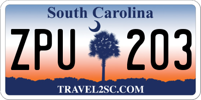 SC license plate ZPU203