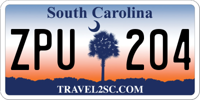 SC license plate ZPU204