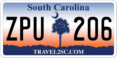 SC license plate ZPU206